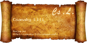 Csanaky Lili névjegykártya